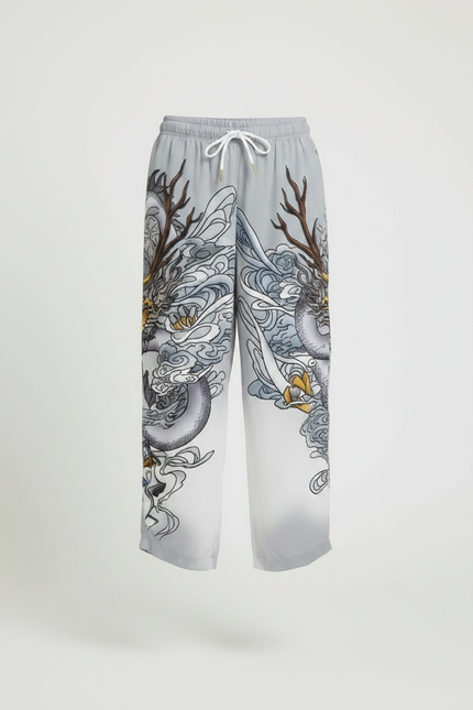 Pantalon Japonais Dragon Gris Ample Enfant - Satin - vue 3