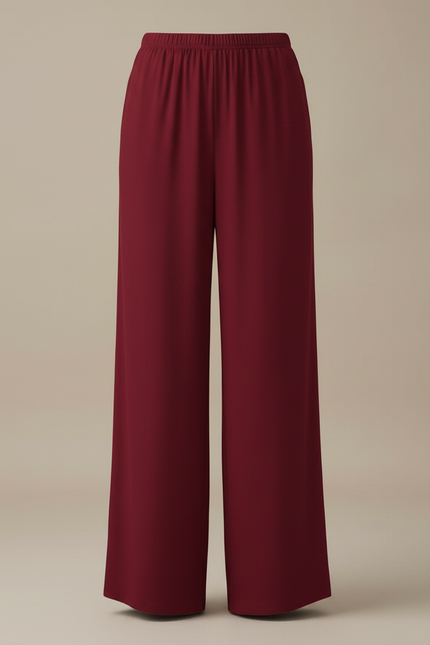 Pantalon Japonais Rouge Ample Fluide Décontracté Femme - Bordeaux Viscose - vue 3