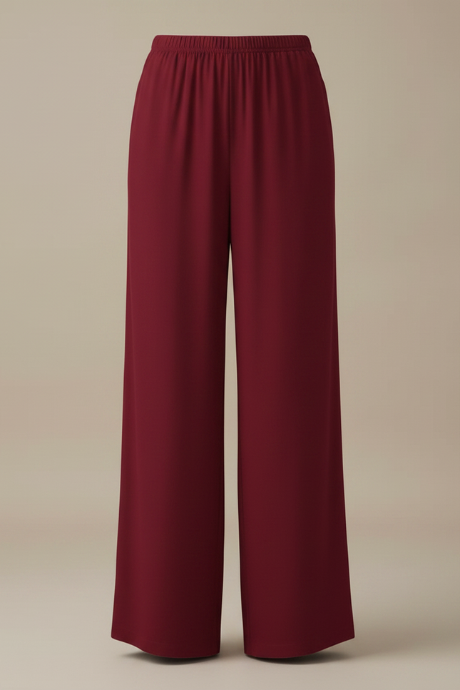 Pantalon Japonais Rouge Ample Fluide Décontracté Femme - Bordeaux Viscose - vue 3