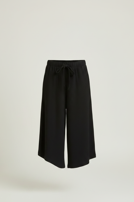 Pantalon Japonais Noir Côtelé Ample Fille Confortable - Maille - vue 3