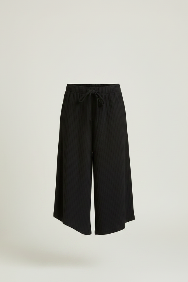 Pantalon Japonais Noir Côtelé Ample Fille Confortable - Maille - vue 3