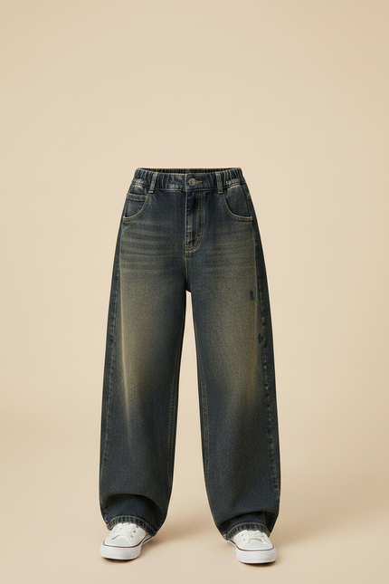 Pantalon Japonais Denim Ample Délavé Enfant - Bleu Jean - vue 3