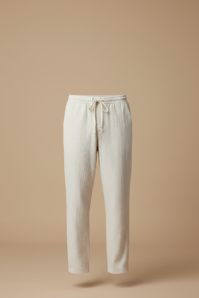 Pantalon Japonais Lin Coton Ample Beige Décontracté Homme - vue 3