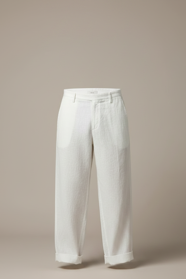 Pantalon Japonais Lin Coton Ample Décontracté Homme - Blanc - vue 3