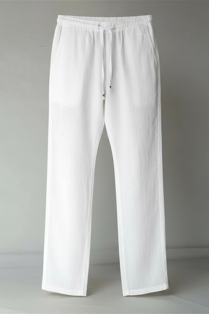 Pantalon Japonais Blanc Fluide Coton Lin Décontracté - vue 2