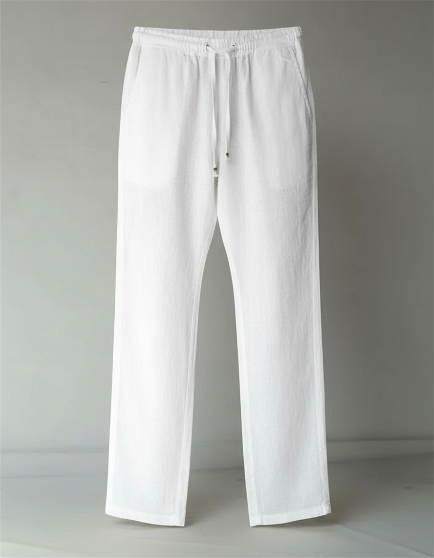 Pantalon Japonais Blanc Fluide Coton Lin Décontracté - vue 2