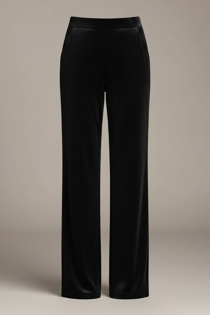 Pantalon Japonais Velours Noir Ample Droit Élégant - vue 3
