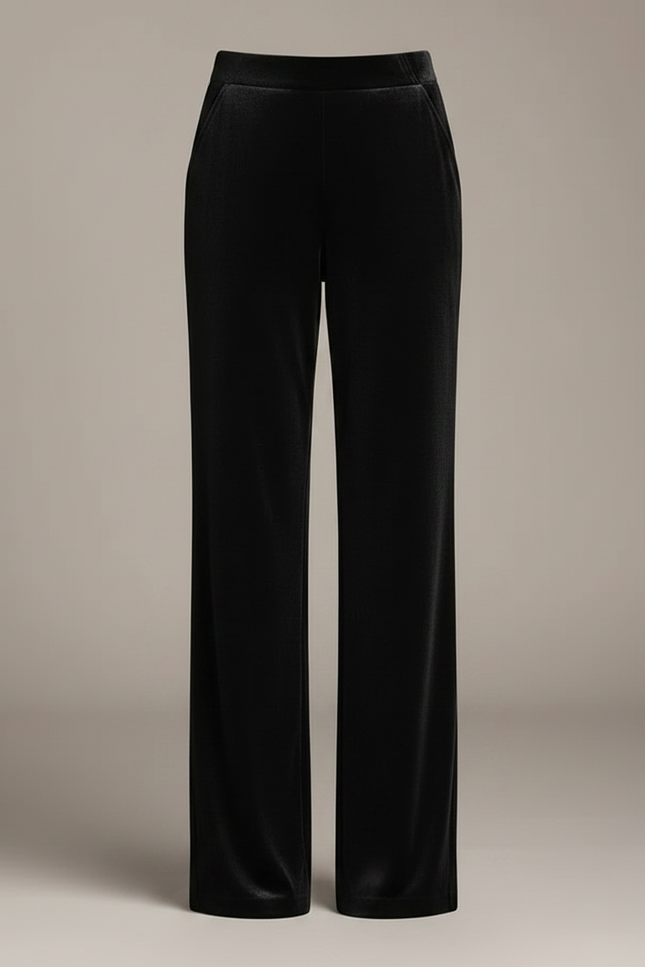 Pantalon Japonais Velours Noir Ample Droit Élégant - vue 3