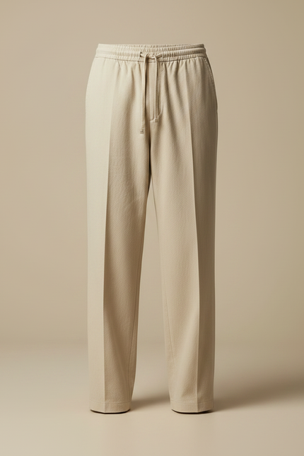 Pantalon Japonais Beige Droit Cordon Décontracté Fluide - Lin - vue 3
