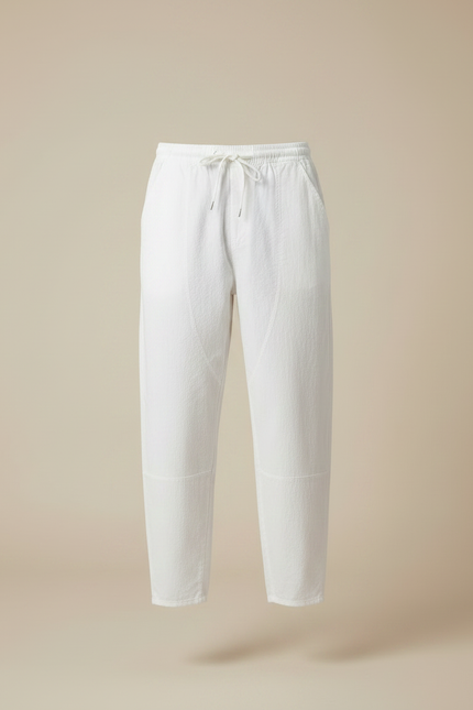 Pantalon Japonais Blanc Coton Ample Court Décontracté Homme - Lin - vue 3