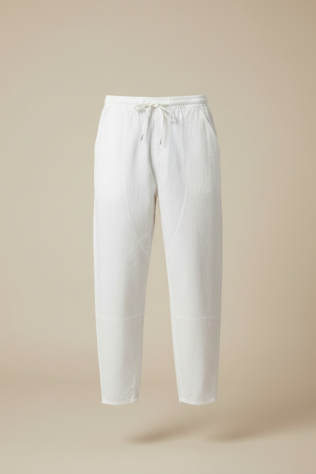 Pantalon Japonais Blanc Coton Ample Court Décontracté Homme - Lin - vue 3