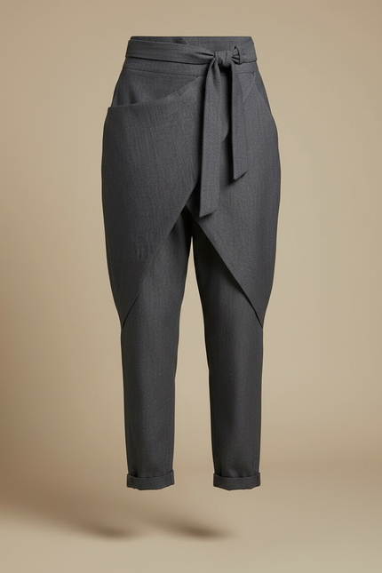 Pantalon Japonais Gris Ample Décontracté Fluide Élégant - Gabardine - vue 3