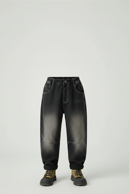 Pantalon Japonais Denim Délavé Ample Enfant - Gris Jean - vue 3