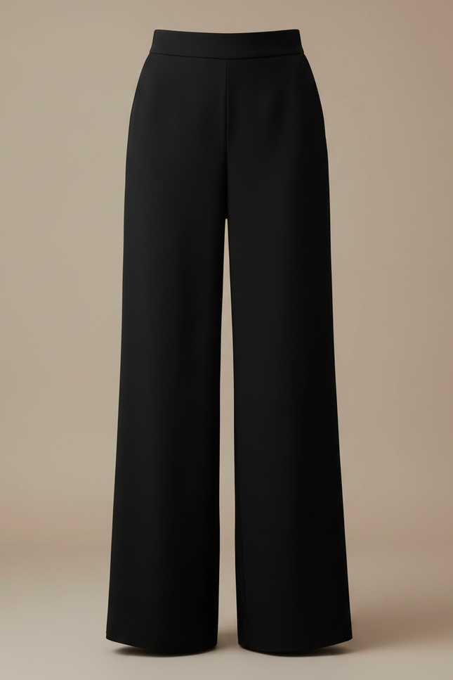 Pantalon Japonais Noir Fluide Ample Élégant Taille Haute - Polyester - vue 3