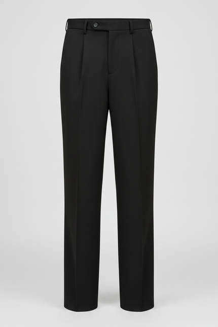 Pantalon Japonais Noir Ample Droit Doublé Polaire - Gabardine - vue 3