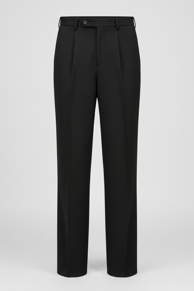 Pantalon Japonais Noir Ample Droit Doublé Polaire - Gabardine - vue 3