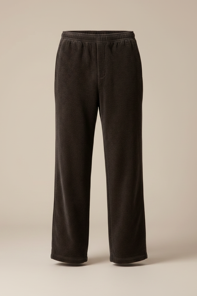 Pantalon Japonais Marron Côtelé Droit Motif Discret - Cordé - vue 3