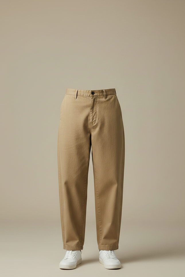 Pantalon Japonais Large Beige Coton Décontracté - vue 3