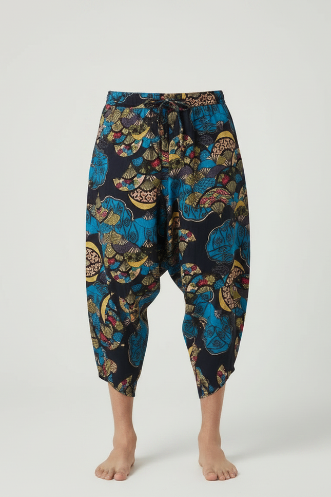 Pantalon Japonais Sarouel Imprimé Éléphants Ample Coton Homme - vue 3