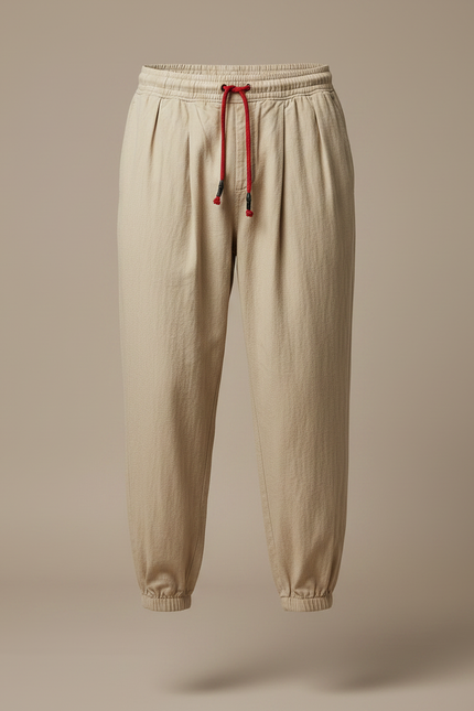 Pantalon Japonais Beige Coton Lin Ample Décontracté - vue 3