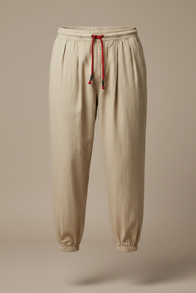 Pantalon Japonais Beige Coton Lin Ample Décontracté - vue 3