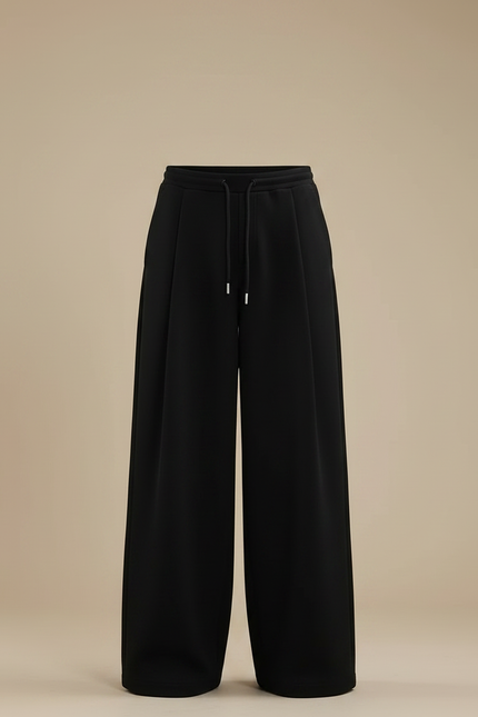 Pantalon Japonais Noir Ample Fluide Cordon Streetwear - Viscose - vue 3