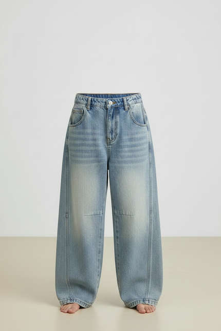 Pantalon Japonais Denim Ample Enfant Décontracté Coton - Bleu Jean - vue 3