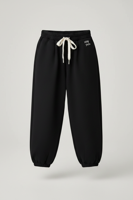 Pantalon Japonais Noir Ample Molletonné Cordon Enfant - vue 3