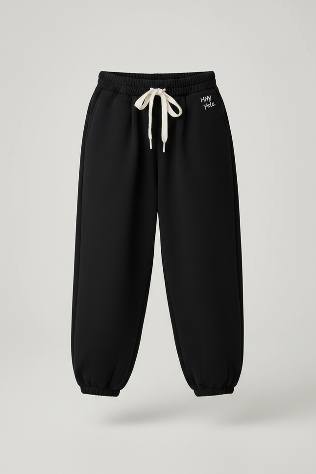 Pantalon Japonais Noir Ample Molletonné Cordon Enfant - vue 3
