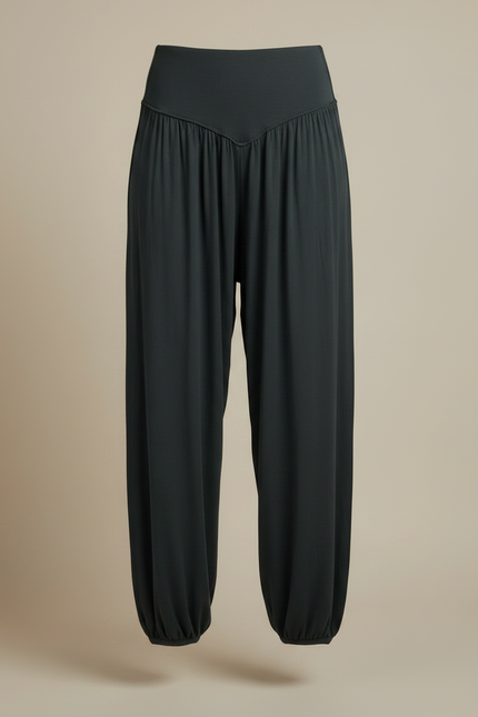 Pantalon Japonais Sarouel Ample Fluide Gris Femme - Vert Viscose - vue 3