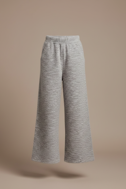 Pantalon Japonais Tricoté Ample Gris Chiné Confortable - Maille - vue 3