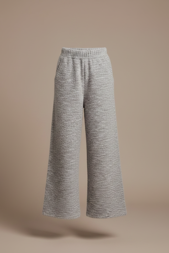 Pantalon Japonais Tricoté Ample Gris Chiné Confortable - Maille - vue 3