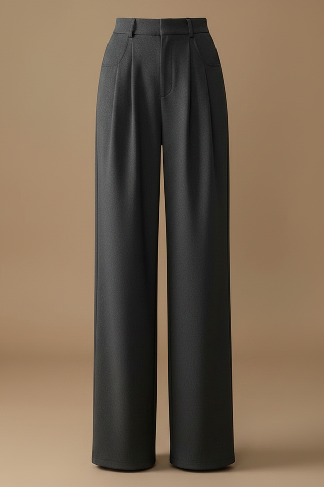 Pantalon Japonais Gris Plissé Ample Élégant Décontracté Femme - Laine - vue 3