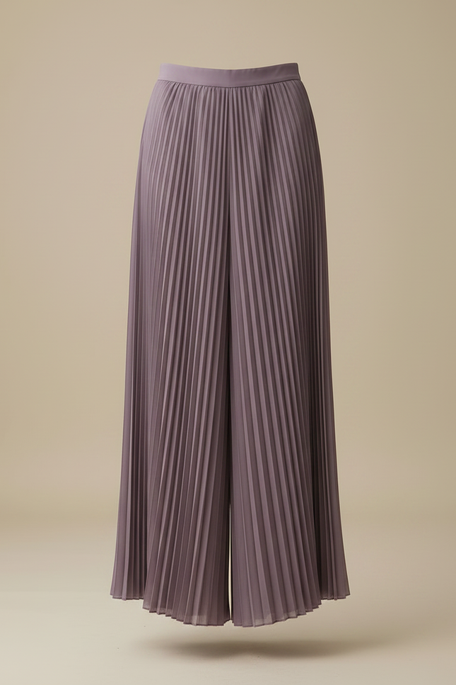 Pantalon Japonais Plissé Violet Ample Fluide Élégant - Polyester - vue 3