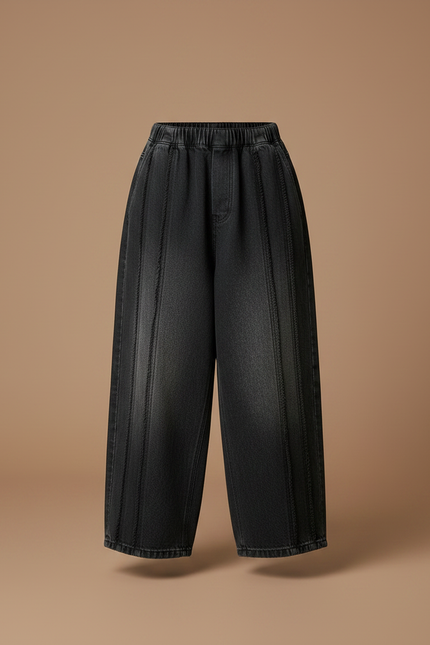 Pantalon Japonais Noir Ample Dégradé Denim Enfant - Jean - vue 3