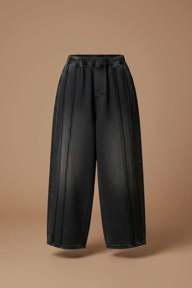 Pantalon Japonais Noir Ample Dégradé Denim Enfant - Jean - vue 3