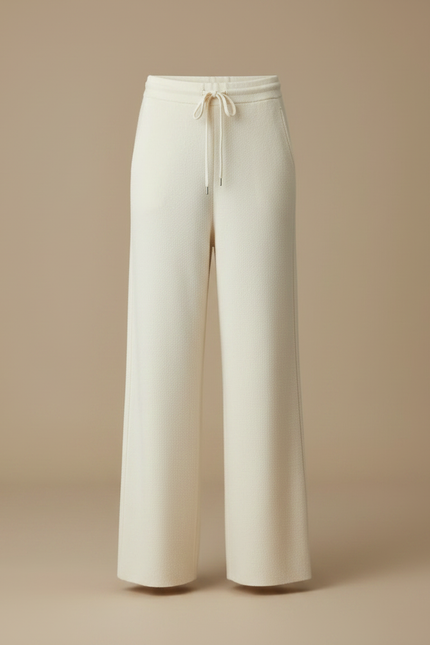 Pantalon Japonais Crème Droit Lâche Confortable Cachemire - Beige Laine - vue 3