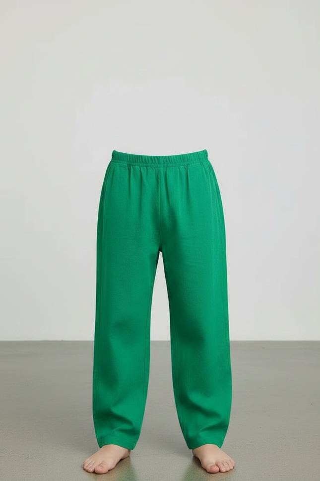 Pantalon Japonais Vert Ample Coton Enfant - vue 3