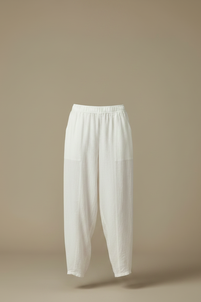 Pantalon Japonais Blanc Ample Lin Décontracté Fluide - vue 3