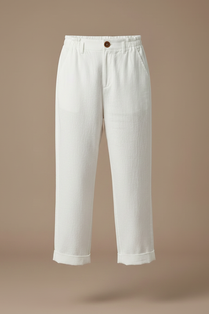 Pantalon Japonais Blanc Coton Lin Ample Décontracté Femme - vue 3