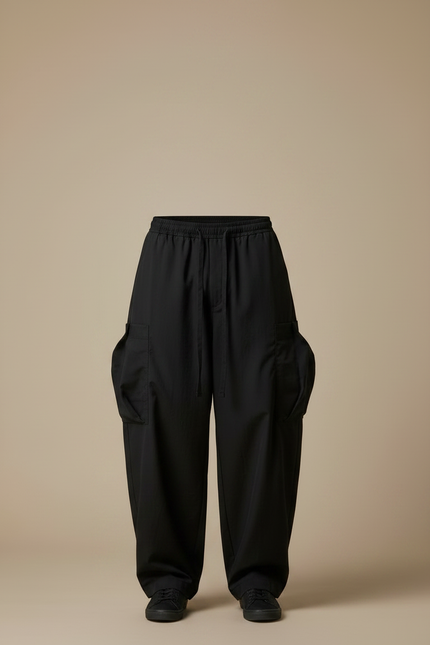 Pantalon Cargo Style Japonais Homme - Noir Polyester - vue 3