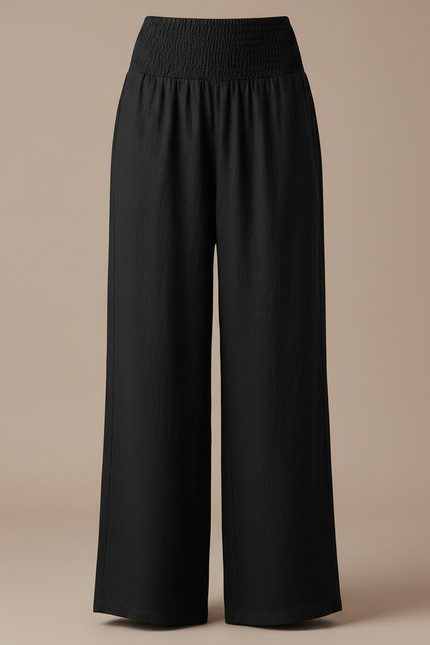 Pantalon Japonais Noir Fluide Ample Lin Coton Femme - vue 3