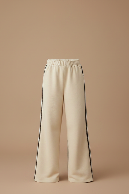 Pantalon Japonais Crème Ample Sport Leopard Fille - Beige Molleton - vue 3