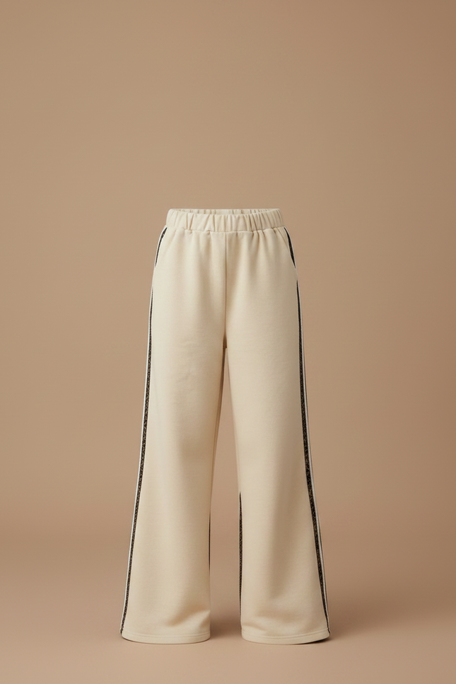 Pantalon Japonais Crème Ample Sport Leopard Fille - Beige Molleton - vue 3