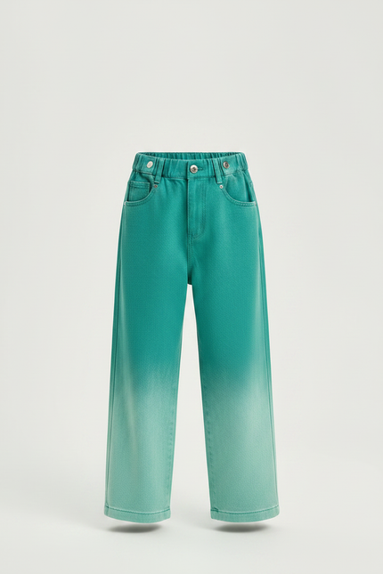 Pantalon Japonais Dégradé Vert Ample Enfant Denim - Jean - vue 3