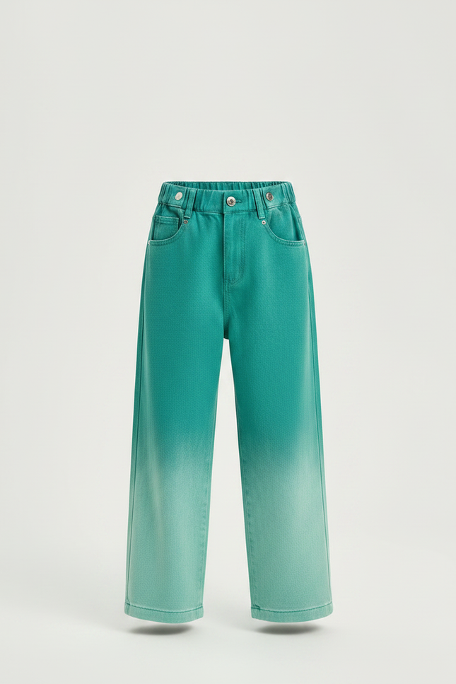 Pantalon Japonais Dégradé Vert Ample Enfant Denim - Jean - vue 3