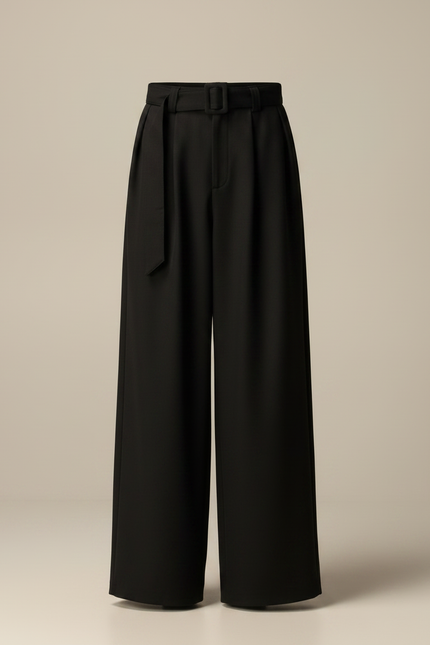 Pantalon Japonais Noir Plissé Ample Ceinturé Homme - Viscose - vue 3