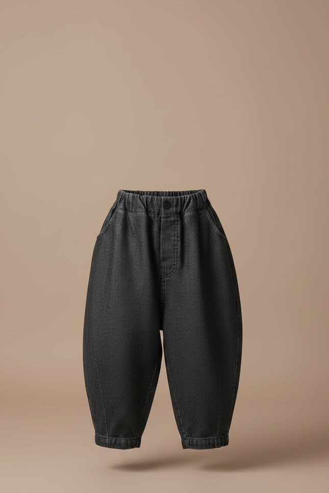 Pantalon Japonais Denim Ample Côtelé Enfant Gris - Cordé - vue 3