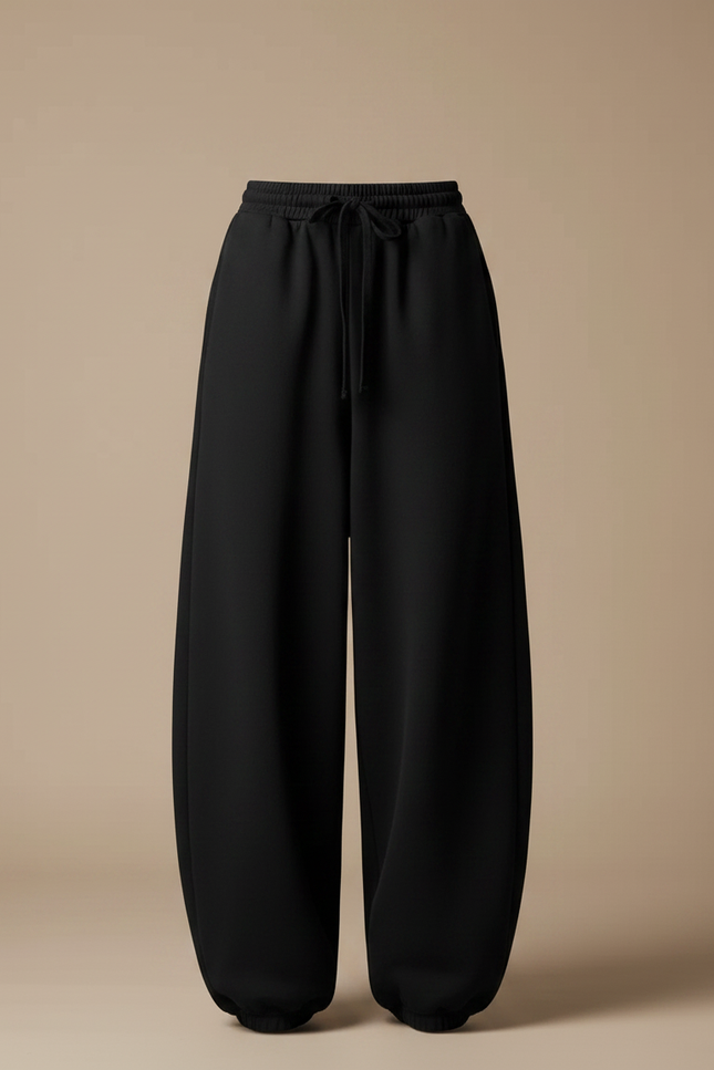 Pantalon Japonais Noir Ample Molleton Décontracté Femme - vue 3