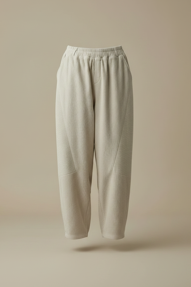 Pantalon Japonais Velours Côtelé Beige Ample Décontracté - Cordé - vue 3